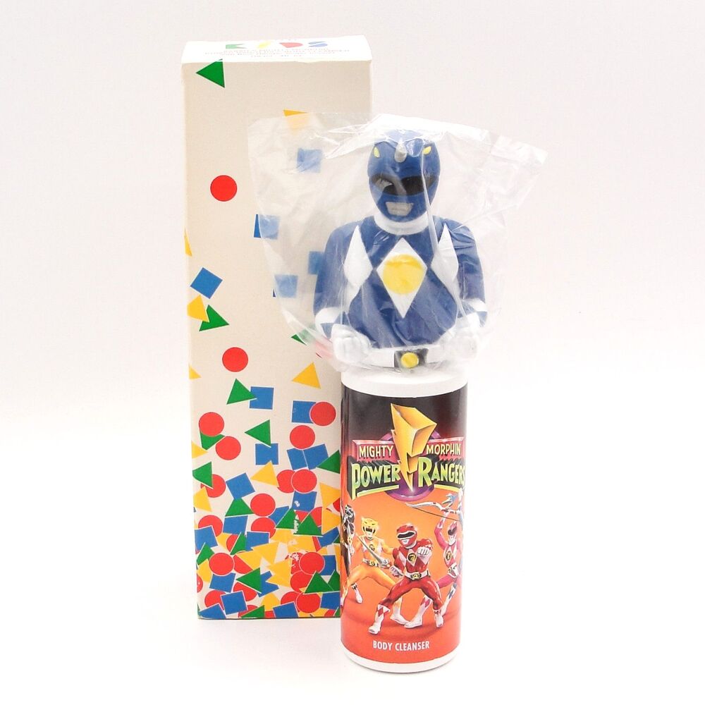 Vintage Avon Mighty Morphin Blue Power Ranger Body Cleanser Finger Puppet Box